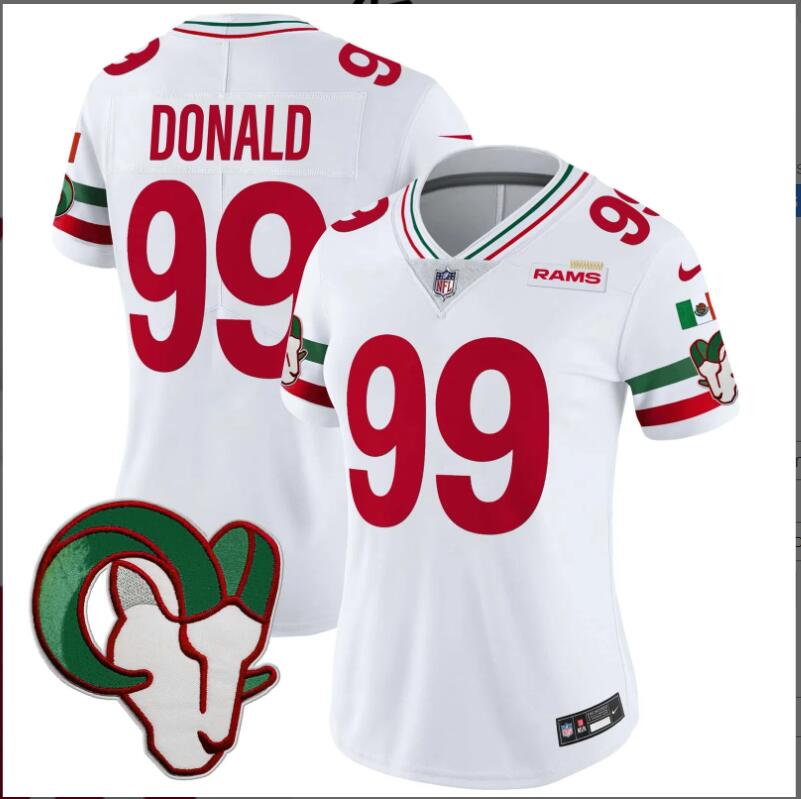 Women Los Angeles Rams 99 Donald Mexico Vapor Limited 2024 NFL Nike white jerseys